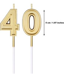 40th Birthday Candles Gold Number 40 Happy 40,