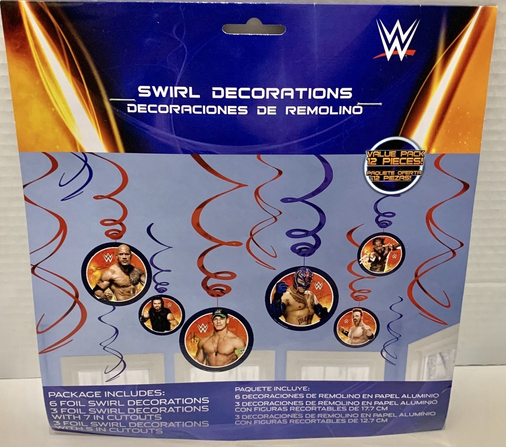 2 Grand Slammin’ WWE Birthday Party Foil Swirl Decorations Value Packs Old Scool