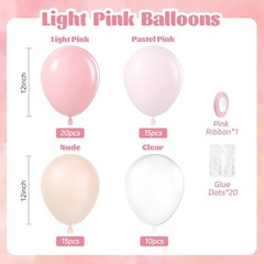 60pcs Light Pink Balloons 12inch with Pastel Clear Balloons for Pink Nude