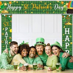 3 PCS St. Patrick’s Day Banner Decorations Happy St. Patrick’s Day Fence Banner