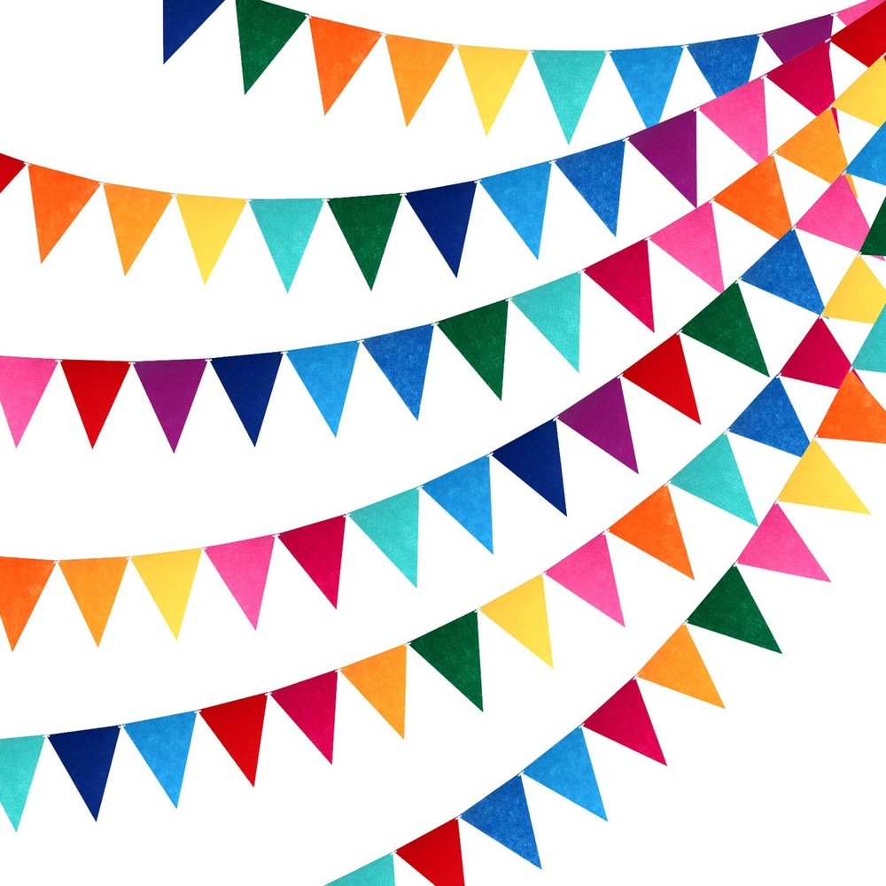 Outus 6 Sets Rainbow Pennant Banner Flags Garland Multicolor Bunting String T…