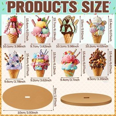 8 Pcs Summer Ice Cream Table Decorations Wooden Ice Cream Cone Table Centerpi…