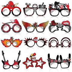 24 PCS Rock and Roll Party Decorations Rock Star Paper Glasses Rock Photo Boo…