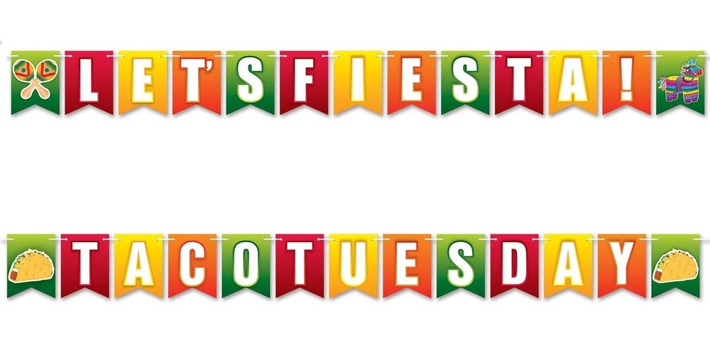 New Beistle 2-Sided Taco Tuesday Fiesta Hanging Banner Sign (1 Piece) 6in x 12ft