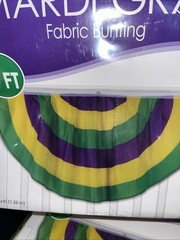 Mardi Gras Fabric 4-foot Bunting w/Grommets 48″ Mardi Gras Decorations Supplies