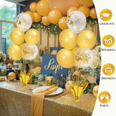 6 Set Gold Table Centerpiece Balloon Kit with Confetti Balloons for Parties & Ev