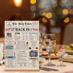 60th Birthday Decorations for Men & Women – Vintage 1966 Acrylic Table Sign & Po
