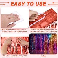 2 Pack Foil Fringe Backdrop Curtains 3.3×6.56 Feet Bling Blue Streamers