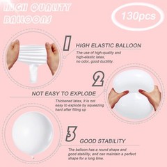 130PCS White Balloons Different Sizes 18″ 12″ 10″ 5″ Balloon Garland Arch Kit…
