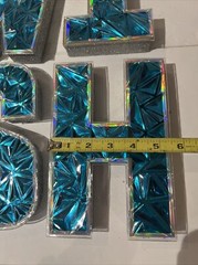 W-I-S-H Styrofoam Lettering Blue Shiny Sparkled Party Decor Big 8”tall
