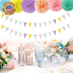 Pastel-Rainbow Party-Decorations Banner,2 Pack Baby Shower Decorations for Girl