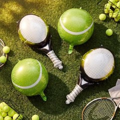 12 Pcs 4d Tennis Balloons Sets, 22in 4d Tennis Balloons & 25in Racket Balloon,