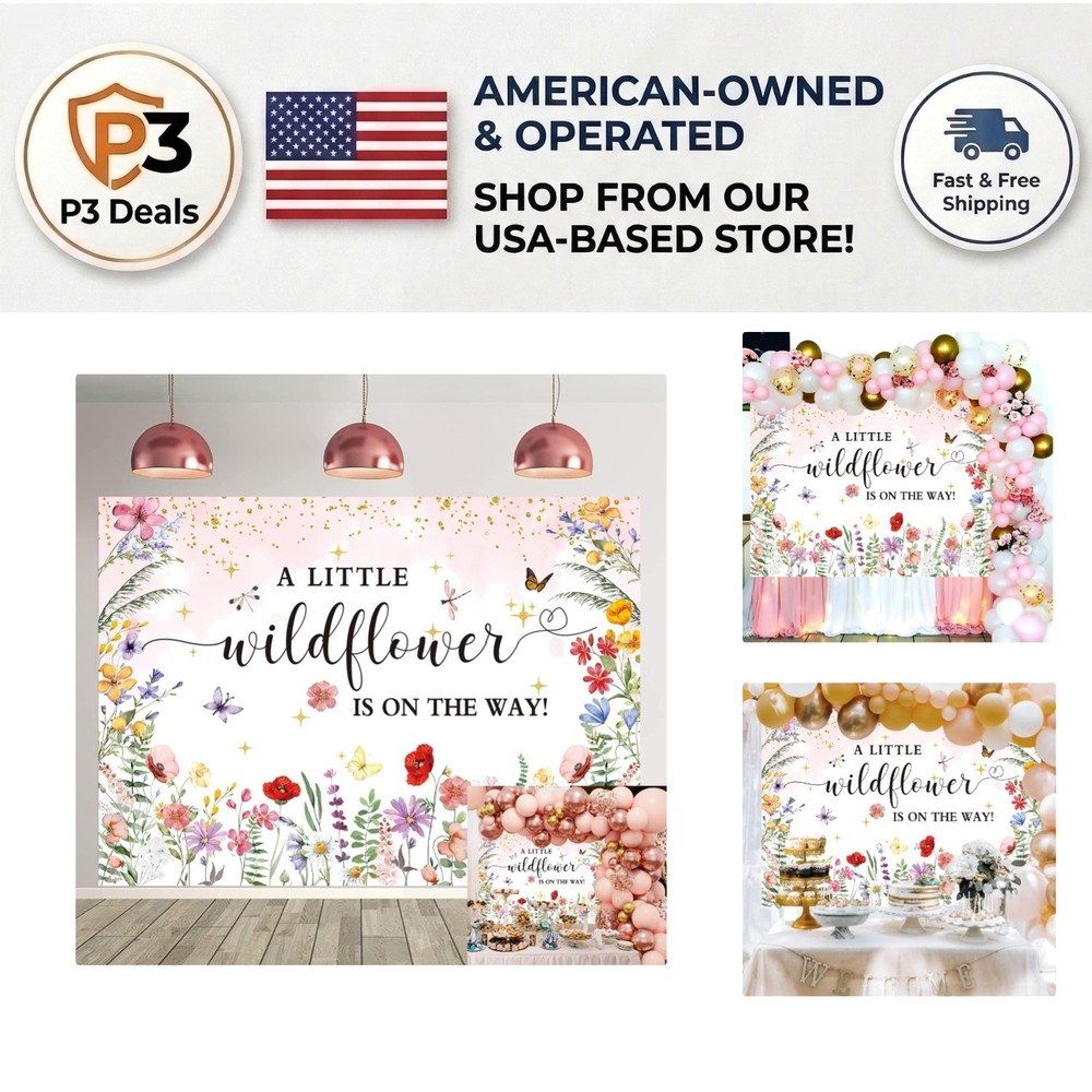 Charming Pink Watercolor Wildflower Backdrop – Perfect for Baby Showers (7x5ft)