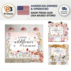 Charming Pink Watercolor Wildflower Backdrop – Perfect for Baby Showers (7x5ft)