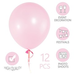 18 Inch Pastel Pink Big Balloons 12 Pack Large Latex Balloons Round Party Hel…