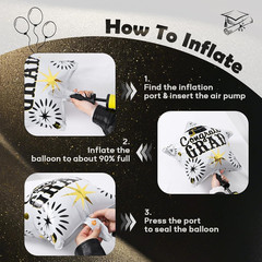 Graduation Balloons Set Class of 2026, Black and Gold Graduation Decorations We