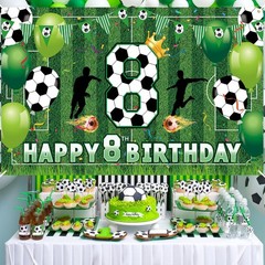 Soccer 8th Birthday Party Decorations – Happy Birthday Banner for Boys, Kids,…