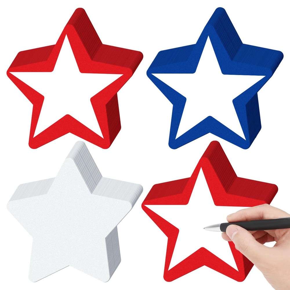 150 Pcs Red White and Blue Star Paper Cutouts 4 Inches Patriotic Bulletin Boa…