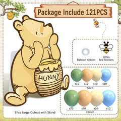 Classic Winnie Bear Baby Shower Birthday Decorations Cutout Large, Neutral Pooh