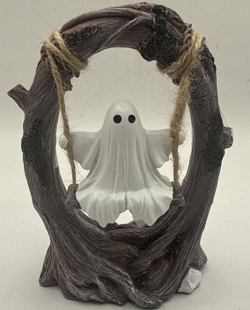 Swinging Ghost on Tree Swing – Cute Spooky Halloween Decor Fall Funny Ghost