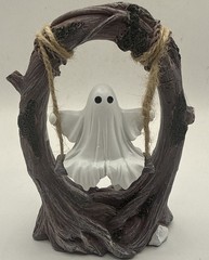Swinging Ghost on Tree Swing – Cute Spooky Halloween Decor Fall Funny Ghost