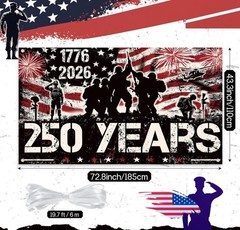American 250Th Birthday Decoration, 3.6 X 6 Ft American 1776-2026 Backdrop USA B