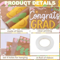 Watercolor Floral Graduation Banner Backdrop – Decor for Graduation