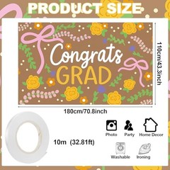 Watercolor Floral Graduation Banner Backdrop – Decor for Graduation