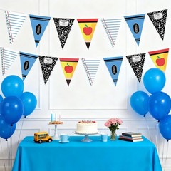 49 ft Back to School Decorations – Composition Notebook Pennant Banner, Apple, C