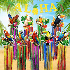 10Pcs Hawaiian Luau Party Decorations – Tropical Birds Hanging Decor with Aloha