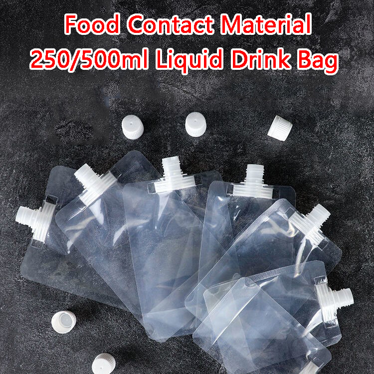 5-100pcs Clear Plastic Spouted Liquid Drink Bag Pouch Portable Liquid Container