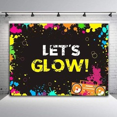 Vinyl Glow Splatter Photography Background 5x3ft Dark Party Teen Birthday Prop