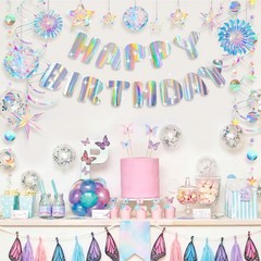 23 Pcs Pre-strung Iridescent Party Decorations Aurora Holographic Party Decor…