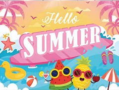 Hello Summer Themed Backdrop Banner Beach Party