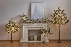 Faux Magnolia Garland with Lights 6FT Battery Operated with Timer or USB Plug
