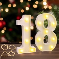 LED Number Blocks 18, Birthday Party Decorations, Light Up Wall Sign, White