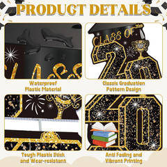 4 PCS Black Gold Graduation Yard Signs Class of 2026 | Black Gold 4 PCS, 6 Stake