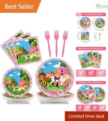 Horse Party Plates Napkins Tableware Set Kentucky Birthday Supplies Pink Girl