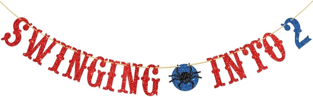 Spider 2nd Birthday Party Banner Boys Birthday Party Backdrop Decor, 2nd Birthda