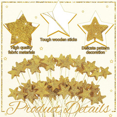 24 Pcs Glitter Star Picks 13.8» Sparkly Star Stem Picks Decoration