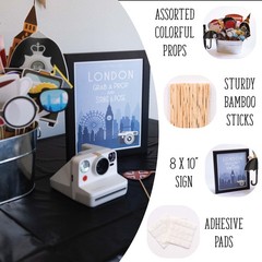 41 PCS British Photo Booth Props Kit with 8×10 Sign London England Theme