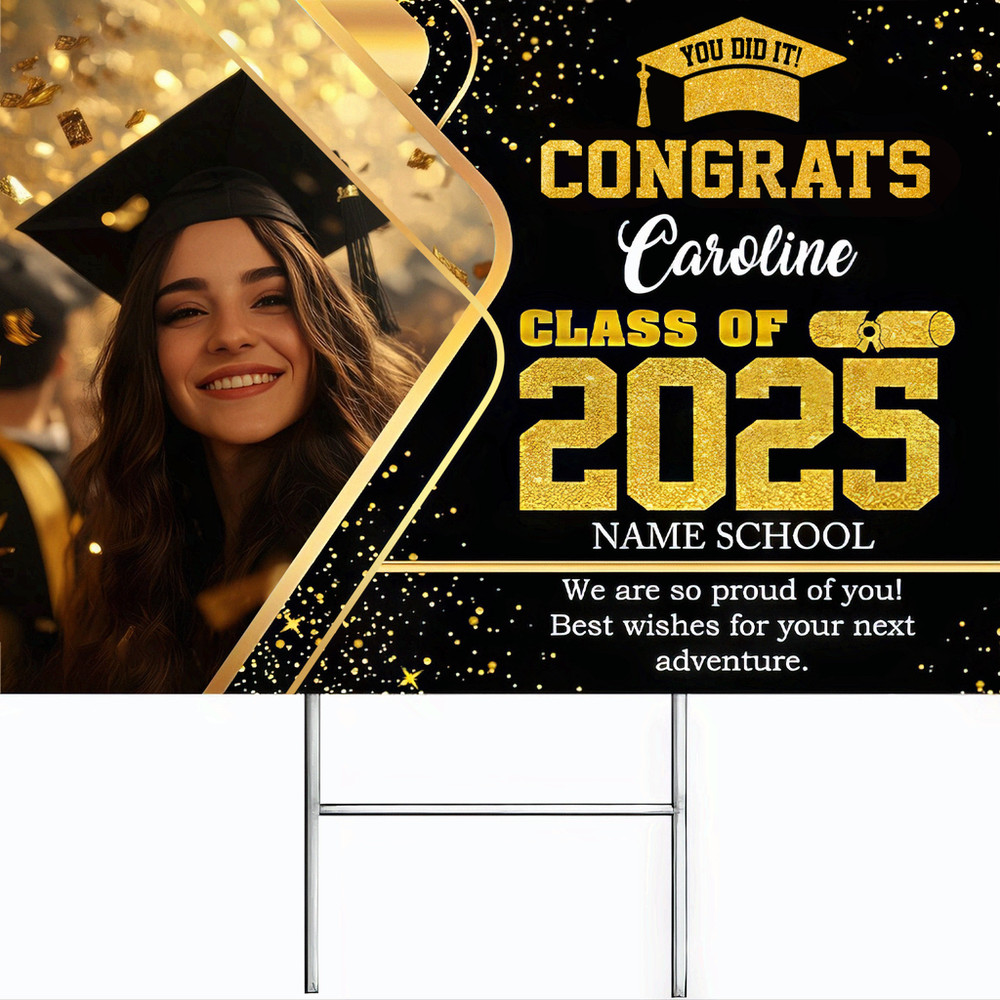 Custom Graduation Yard Sign With Photo, Senior Yard Signs Class Of 2025