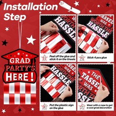 4 Sets Red Black and White Graduation Party Decorations 2024, Congrats Grad Clas