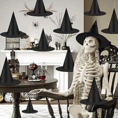 12 Pcs Halloween Decorations Witch Hat – Thickened Black – Bulk