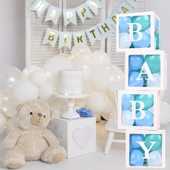 Baby Boxes with 4 Letters,40 Pink&Blue Balloon for Baby Shower Decorates,4 pc…