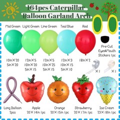 Hungry One Caterpillar Balloon Garland Kit, 164pcs Green Caterpillar Shaped B…