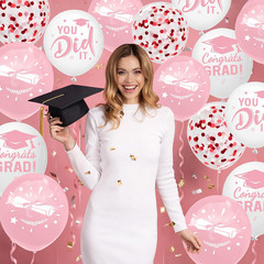 Graduation Decorations 2026 – Graduation Balloons 62Pcs 12 Inch Pink White Gr…