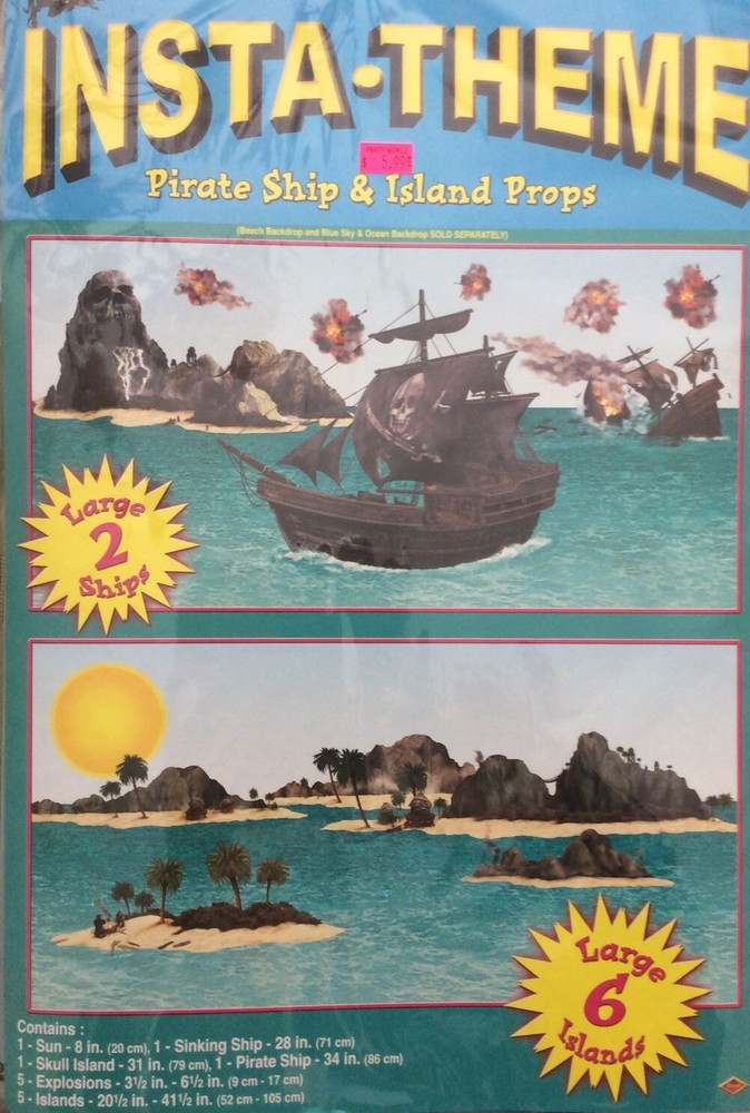 Pirate theme Party Supplies~Pirate Ship & Island Wall props