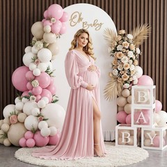 6.6FT Metal Arch Stand & Cover Set, Pink Balloon Kit, 153 Balloons, Baby Shower