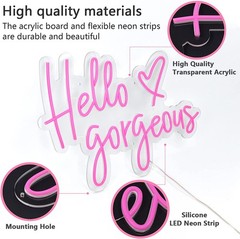 Hello Gorgeous LED Neon Sign Light for Party Home Room Wall Decor 27.5»x19.6»
